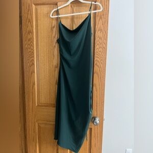 Emerald Green Slip Dress with Cowl Neck